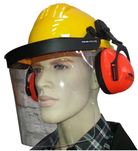 Climax - Bauhelm mit Gesichts- und Gehörschutz in versch. Farben gelb