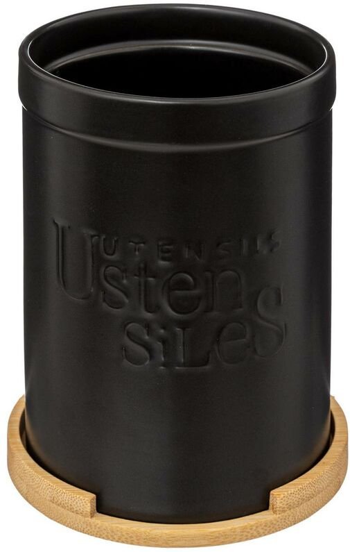 5five Simply Smart - Utensilientopf bambusdeckel naturéo aus schwarzer keramik - 5five