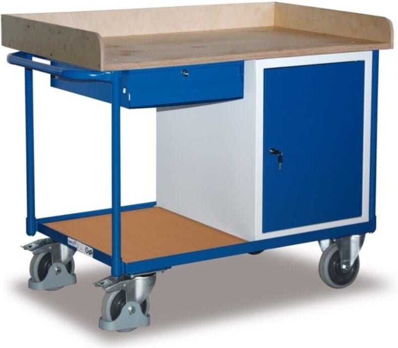 VARIOfit Werkstattwagen mit Schiebegriff, Schrank, Schublade und 2 Ladeflächen bis 1125x630mm