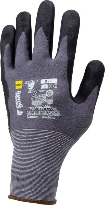 Coverguard - Eurolite 15N600D Nitril-Mikroschaum-Arbeitshandschuhe - - Anthrazit