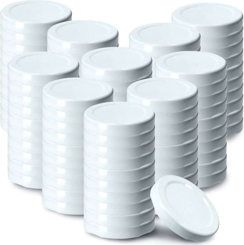 KADAX Schraubdeckel fi43 mm, aus Metall, für Einmachgläser, 100 Stück, Weiß