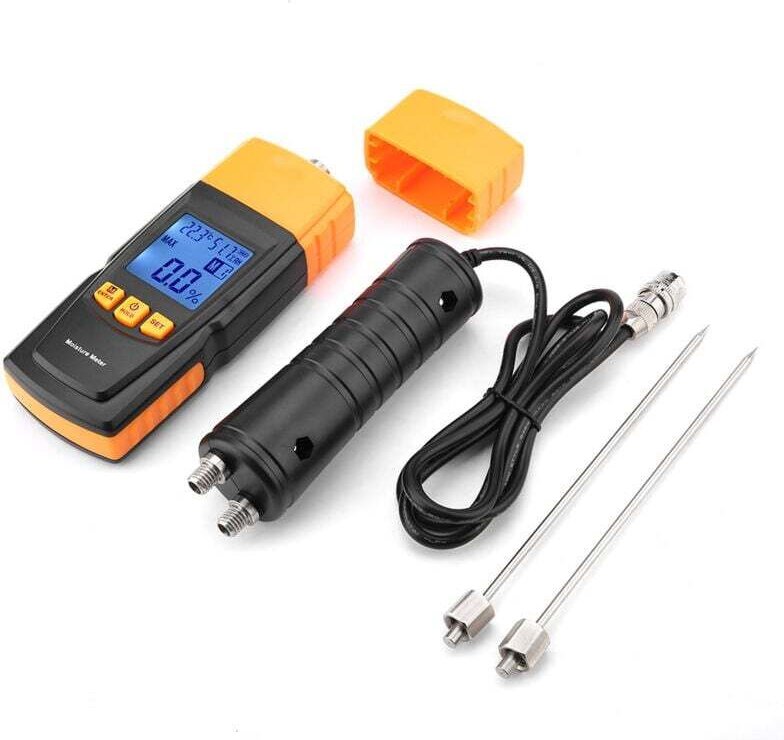 Decdeal Einstellbarer Holzfeuchtemesser-Tester, LCD-Display, praktisch, langlebig, kompakt und fest, für Tabak, Baumwoll...