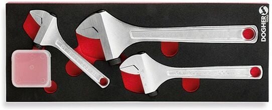 Dogher - Kombitasche 3 verstellbare Schraubenschlüssel seitliches Rad 1/4 491-080