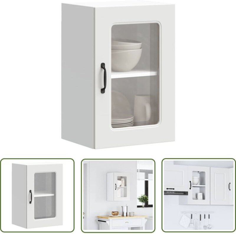 The Living Store - vidaXL Küchen-Hängeschrank mit Glastür Kalmar Weiß Holzwerkstoff