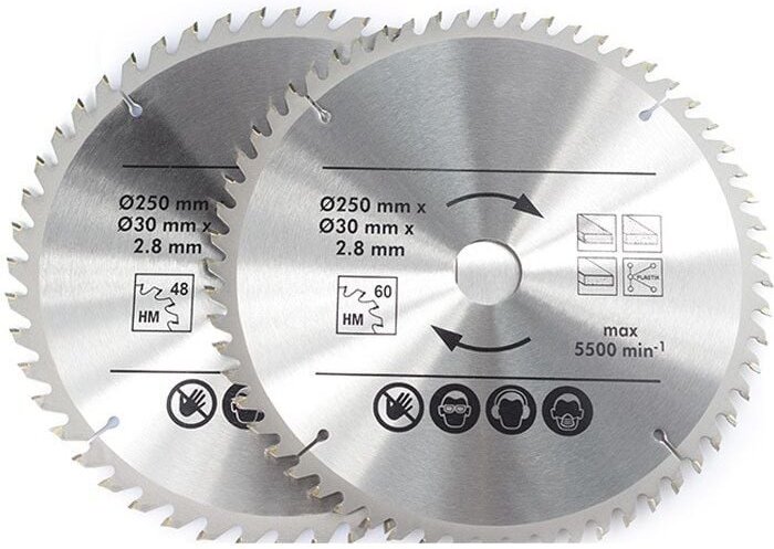 Thumbnail - Fitags - Kreissägeblatt 250mm x 30mm, 48 Zähne 60 Zähne Hartmetall Sägeblatt, Für Holz Kunststoffe und Nichteisenmetalle...