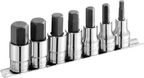 Satz von 7 Sechskant-Steckschlüssel-Schraubendreher Facom im Rack - ST.40