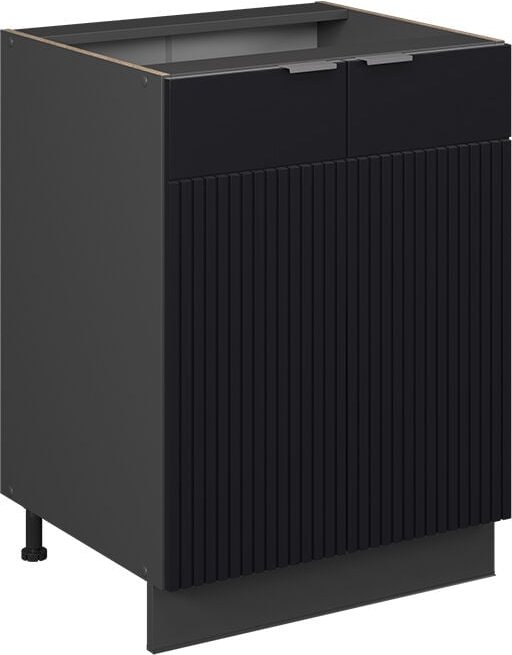 Küchenschränke Fame-Line, Schwarz gestreift, 60 cm ohne Arbeitsplatte, Vicco