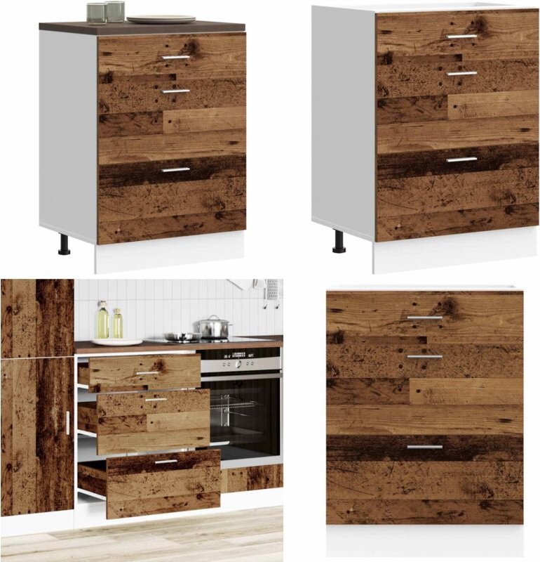 Küchenunterschrank Altholz-Optik Holzwerkstoff - Vidaxl