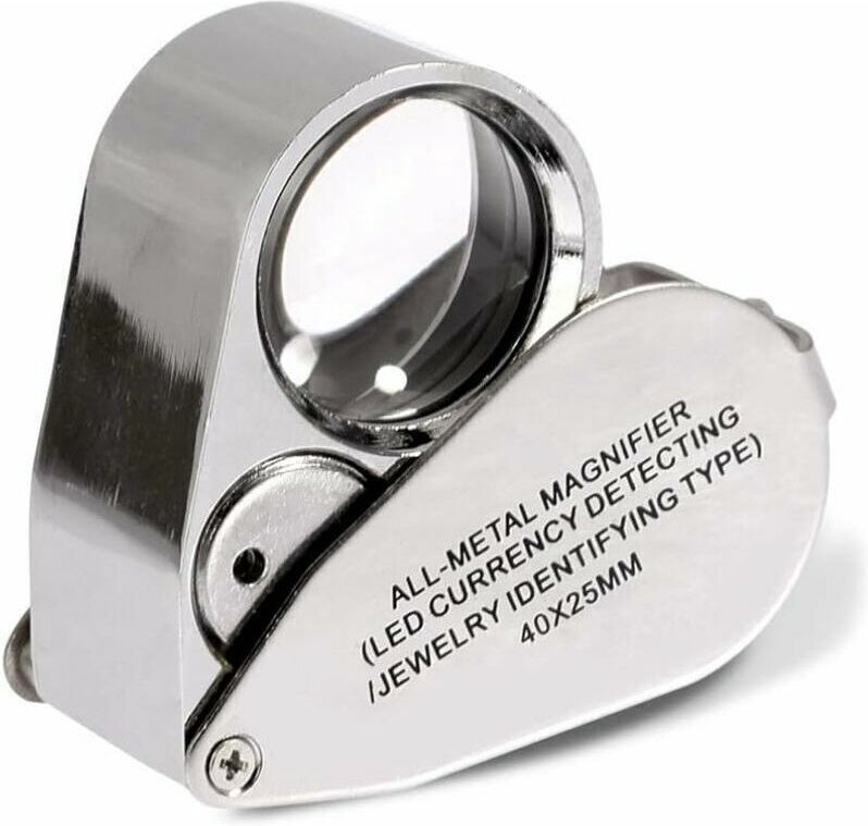 Juwelier-Lupe, 40-fache faltbare Schmuck-Augenlupe mit beleuchtetem LED-Licht (LED-Währungserkennung/Juweliere, die den ...