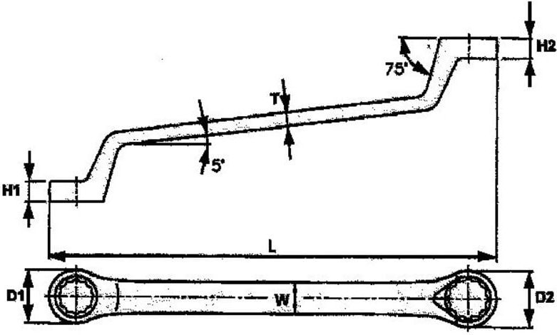 Abgewinkelter Sternschlüssel, 18x19 Tengtools 631819