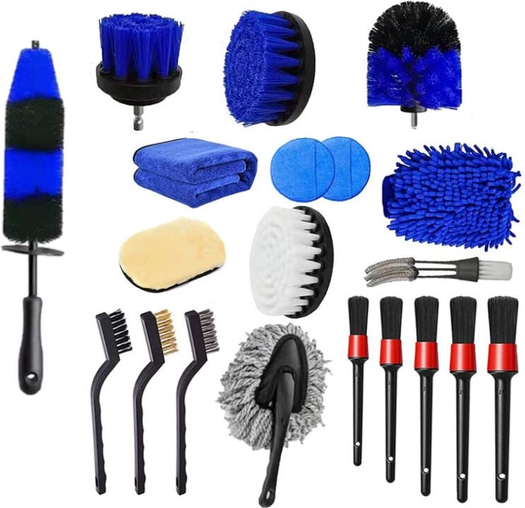 20 Auto-Reinigungsset mit Auto-Felgenbürste, Bohrbürste, Mikrofaser-Handschuh, Mikrofaser-Autotuch, Drahtbürste für die ...