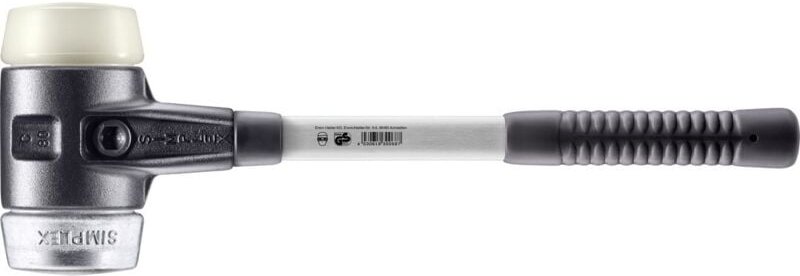 SIMPLEX-Schonhammer, Nylon / Weichmetall mit verstärktem Tempergussgehäuse und Fiberglasstiel D=80 mm 3789.080