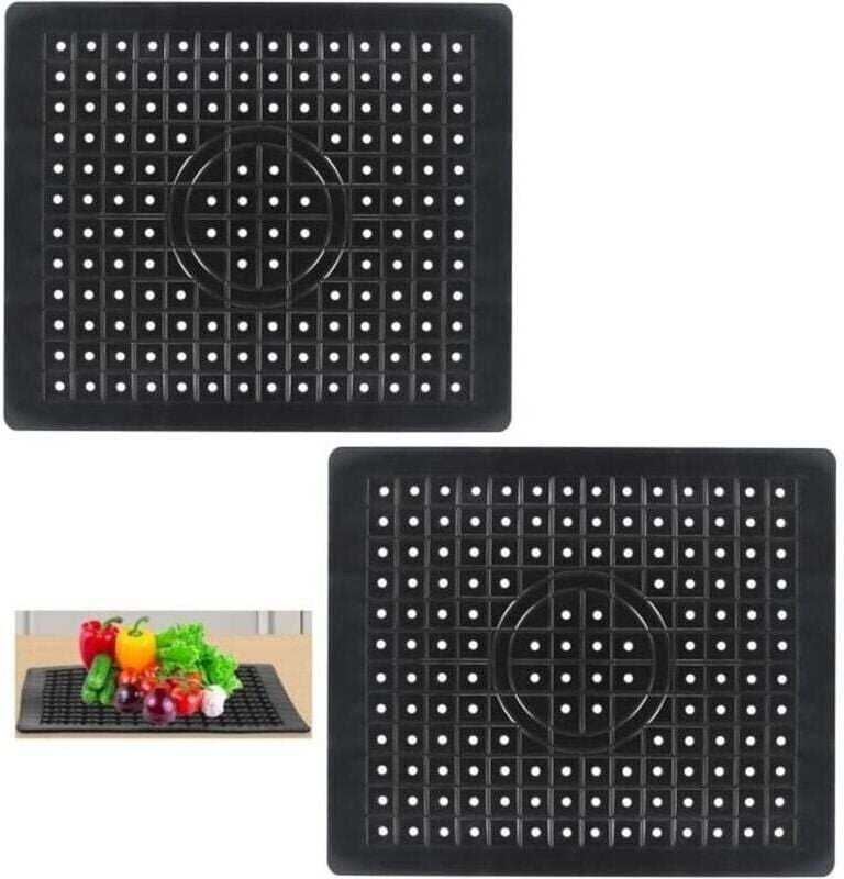 2 PCS Küchenspülenmatte, TPR-Gummi-Spülbeckenmatte, 31,4 x 26 cm, Küchenspülenschutz, Küchenspülenschutzmatte, schwarzer...