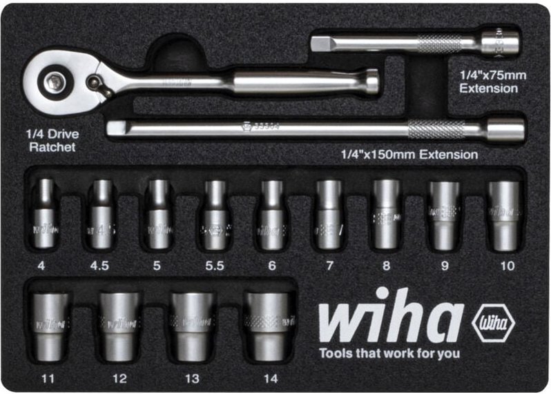 Thumbnail - Wiha Ratschenschlüssel Set 1/4" 16-tlg. in Schaumeinlage (44683)