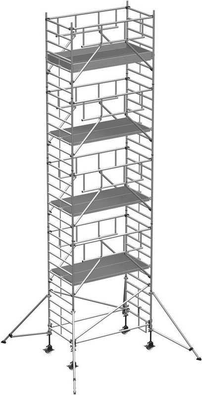 Zarges Fahrgerüst MultiTower S-PLUS 2T mit Auslegern, doppelte Plattformbreite 1,80m Plattformlänge 10,50m AH