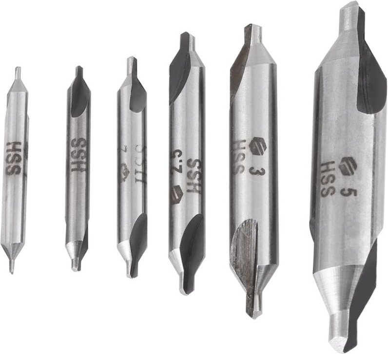 60 Grad hss Zentrierbohrer Set Bohrer Zentrierbohrer Senker Anbohrer 6 stücke 1/1.5/2 / 2.5/3 / 5mm für Metall - Ej.life