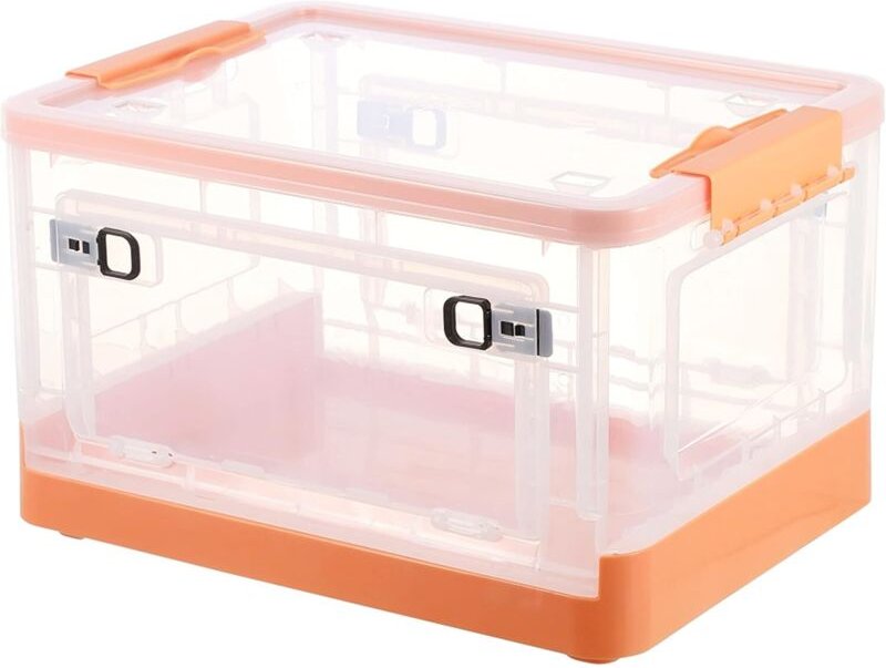 28-Liter-Aufbewahrungsbehälter mit Deckel – Organisationsbehälter, Aufbewahrungsbox mit Tür (Orange) – RWBorkbox