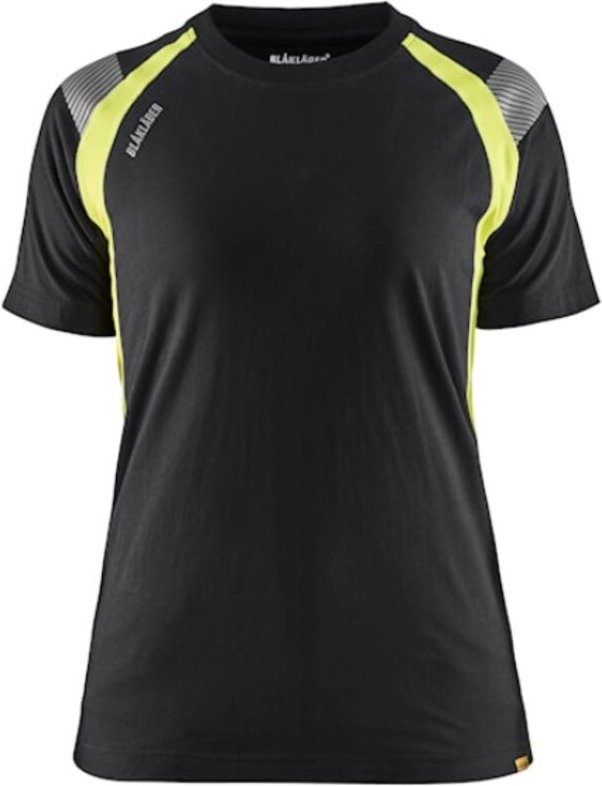 Arbeits-T-Shirt mit Neon-Details Damen 3402 - Schwarz/Neon-Gelb M