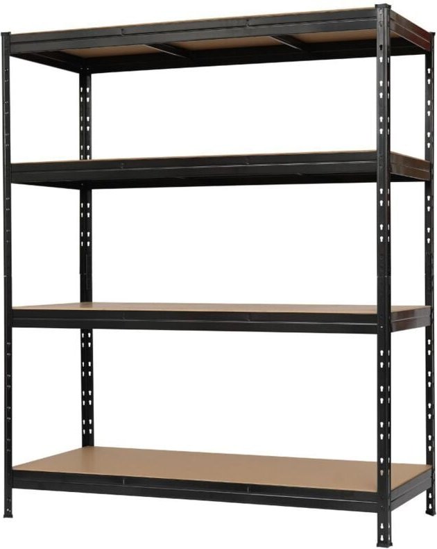 Metallsteckregal 180 x 150 x 60 cm 4 Holzböden 1200 kg schwarz Metallsteckregal