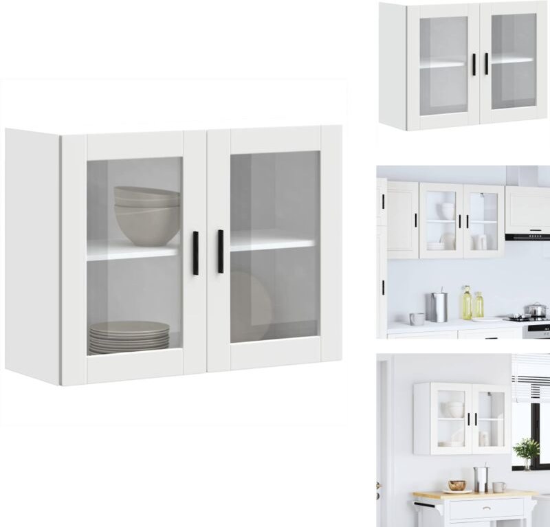 Küchen-Hängeschrank mit Glastür Porto Weiß - Küchen-Wandschrank - Küchen-Wandschränke - Wandschrank Küche - Küchenschran...