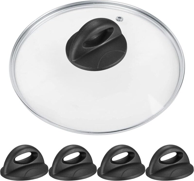 Stück Bratpfannendeckelknöpfe, Topfdeckelknöpfe, Küchendeckel-Ersatzknopf für Glasdeckel, Deckelgriff – Schwarz - Sollbr...
