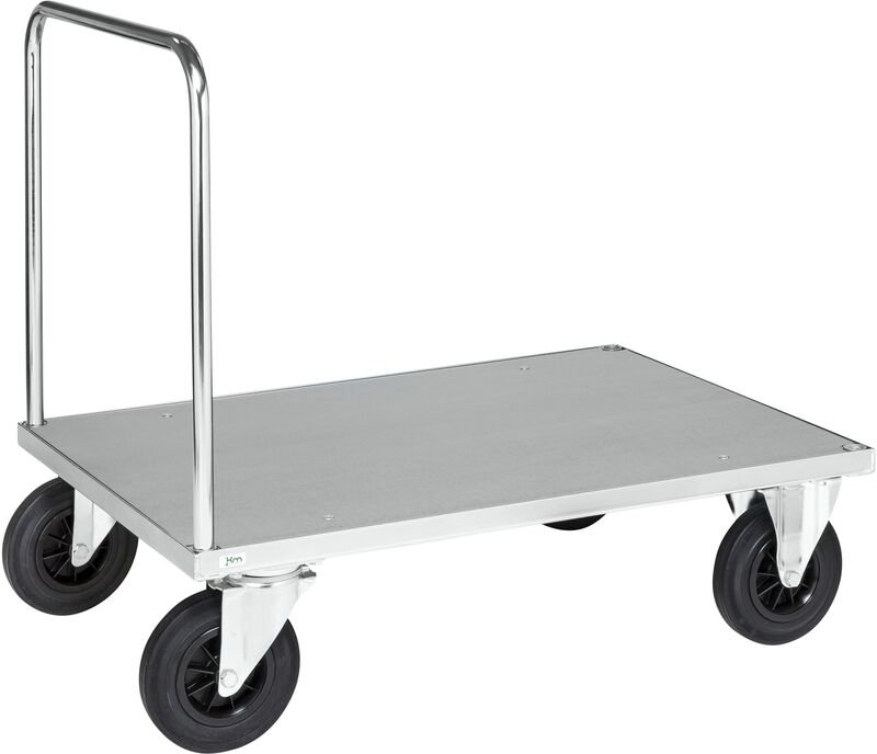 Kongamek Plattformwagen, verzinkt 1200x800x900mm Boden Stahlblech ummantelt mit offenem Schiebegriff, Gummibereifung und...