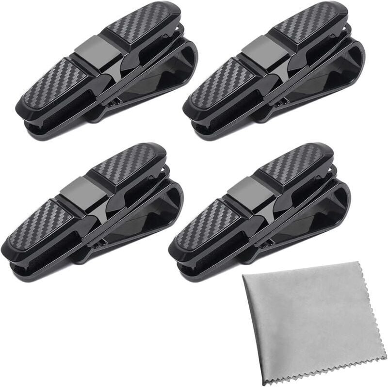 Set mit 4 Brillenclips für Auto-Sonnenblende, Brillenhalter für Auto, Auto-Sonnenbrillen-Organizer, Halter, Ticketkarte ...