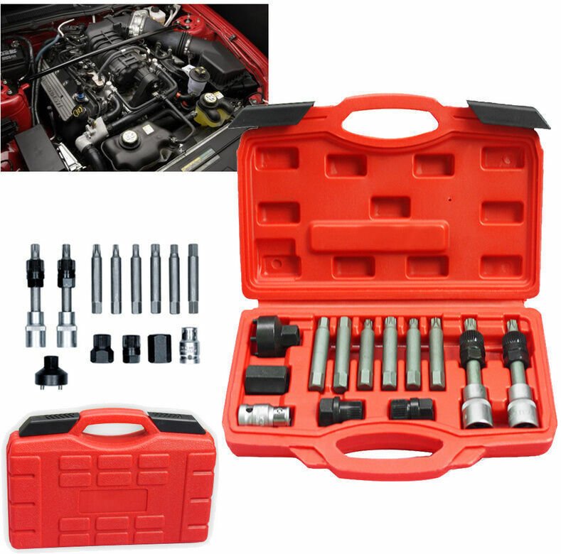 Jalleria - 13-teiliges Lichtmaschinen-Stopp-Werkzeug, Abzieher, Steckschlüssel, Freilauf – Schwarz