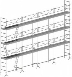 Baugerüst 104m²: Gerüststruktur + Bühnen + Fußleisten, Maximale Arbeitshöhe: 8,00 m. - DCM104-SPP
