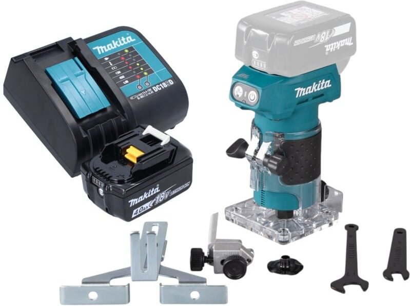 Drt 52 SM1 Akku Kantenfräse 18 v 6 mm Brushless + 1x Akku 4,0 Ah + Ladegerät - Makita