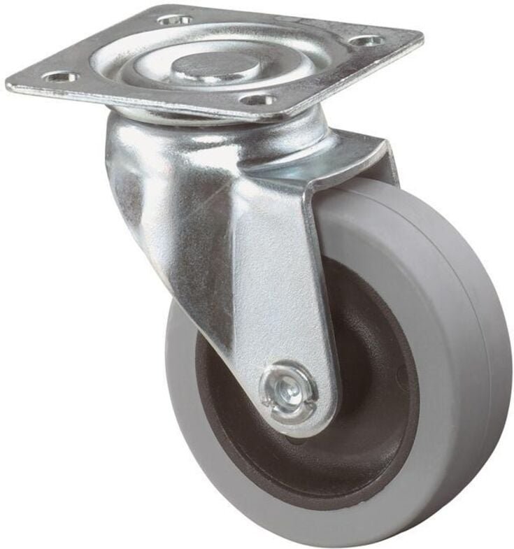 Lenkrolle Rad-Ø 50 mm Tragfähigkeit 35 kg mit Anschraubplatte grau