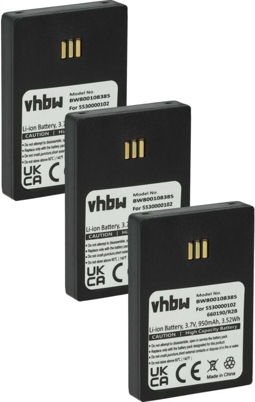 Vhbw - 3x Akku kompatibel mit Ericsson DT690, DT692 schnurlos Festnetz Telefon (950 mAh, 3,7 v, Li-Ion) Schwarz