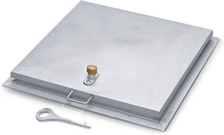 Zarges Brunnenabdeckung in eckiger Form aus Edelstahl mit Isolierung 1200 mm x 1200 mm