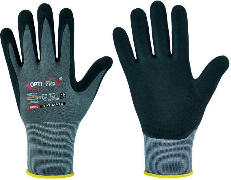 Opti Flex - optiflex 0680-11H Handschuhe optimate Größe 11 grau/schwarz en 420, en 388 psa-k