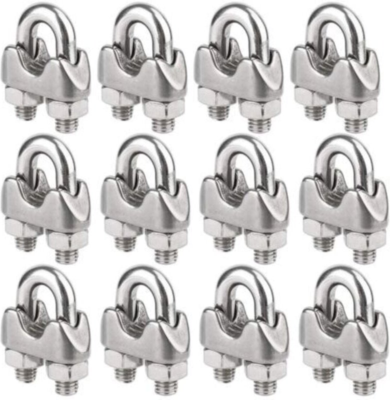 Jalleria - 12 Stück Edelstahl-Kabelbinder für Drahtseile mit 4 mm Durchmesser (M4).