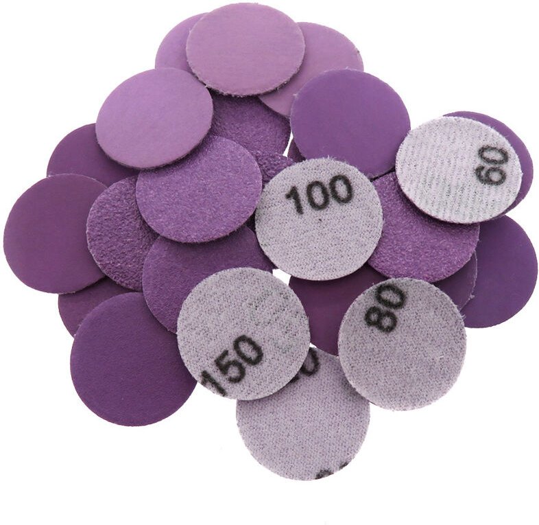 50 Stück 1 Zoll lila Schleifscheiben 240er Körnung Professionelles Aluminiumoxid-Schleifpapier Minigröße für die Endbear...