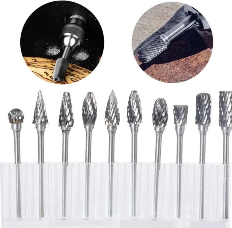 Thumbnail - 10Pcs fraises rotatives en carbure de tungstène avec tête de meulage pour outils rotatifs Dremel, forage et polissage du...