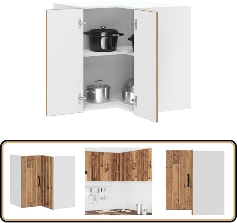 Küchen-Eckhängeschrank Lucca Altholz-Optik Holzwerkstoff - Vidaxl