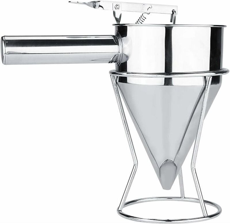 Kolbentrichter – Backtrichterspender aus Edelstahl mit Ständer für Kuchendesserts, für Bäckereigebrauch, Kolbentrichter,...