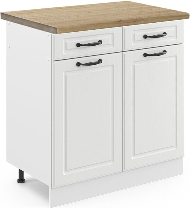 Thumbnail - Vicco - Küchenunterschrank R-Line, Weiß Landhaus, 80 cm , ap Eiche