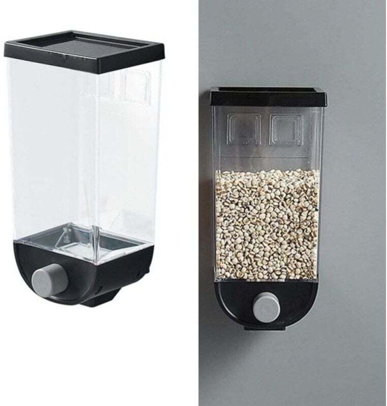 YMYNY Trockenfutterspender zur Wandmontage, großes Fassungsvermögen und transparent, Druckknopfsteuerung zur Müsliaufbew...