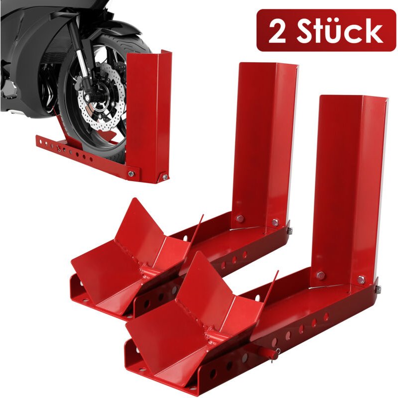 SWANEW 2PCS Motorradständer Vorne/Hinterrad Motorrad Montageständer Transportständer Rot