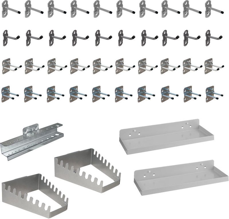 ADB Lochblech Hakensortiment Lochwandhaken Werkzeugwand Werkbank Hakensatz 45tlg