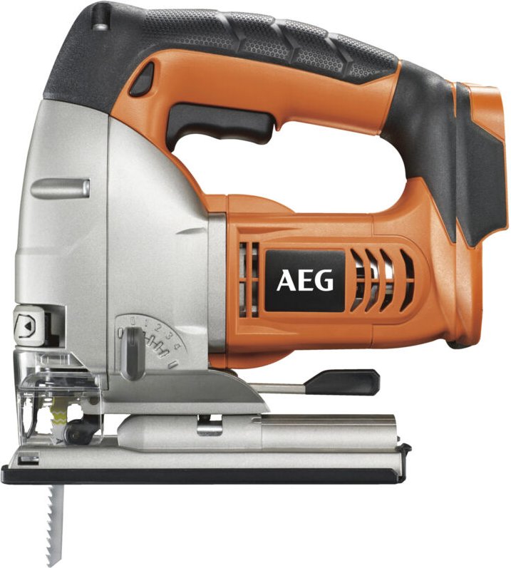 AEG - Akku-Stichsäge BST18X-0 18V Solo-Version inkl. 2x Sägeblätter, Spanreisschutz, Gleitsohle im Karton