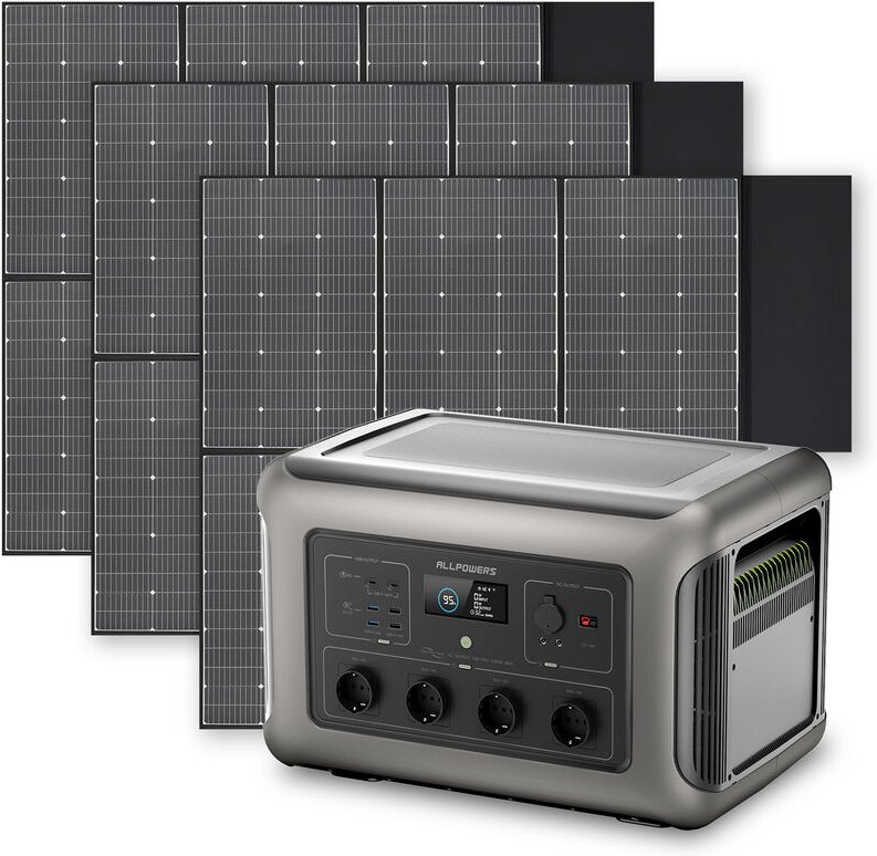 Home Battery Power Station LiFePO4 3168 Wh, Voice Control With 3Pcs 600W Solar Panel For Home Backup Outdoor Allpowers R...