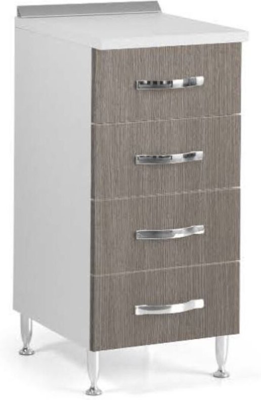 Salone - Mobile Küche Kommode 4 Schubladen 40X50X85H top weiss finish larice grau