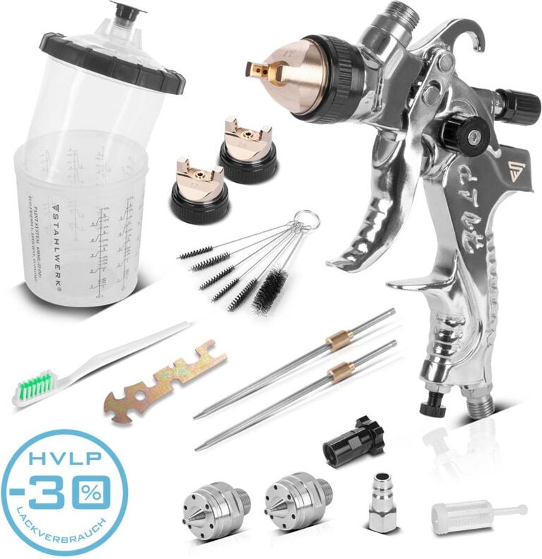 STAHLWERK HVLP Lackierpistole SG-250 ST Sprühpistole mit 650 ml Fließbecher