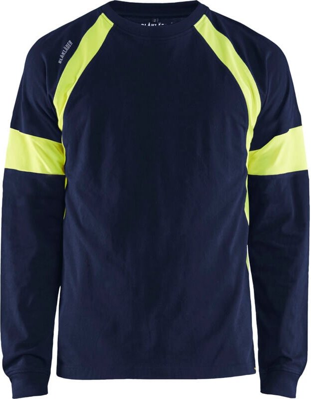 Arbeits-T-Shirt langarm 3520 - Marine/Gelb 5XL