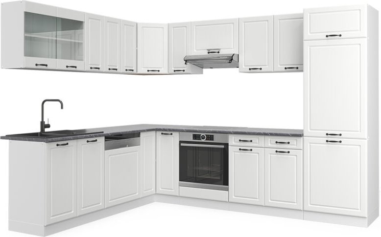 Vicco - Eckküche R-Line, Weiß Landhaus/Weiß, 227 x 287 cm , ap Anthrazit