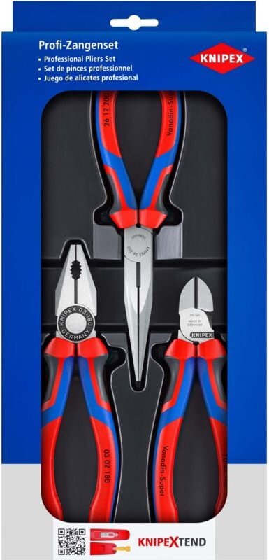 KNIPEX 00 20 11 Montage-Paket 1 x 03 02 180, 1 x 26 12 200, 1 x 70 02 160